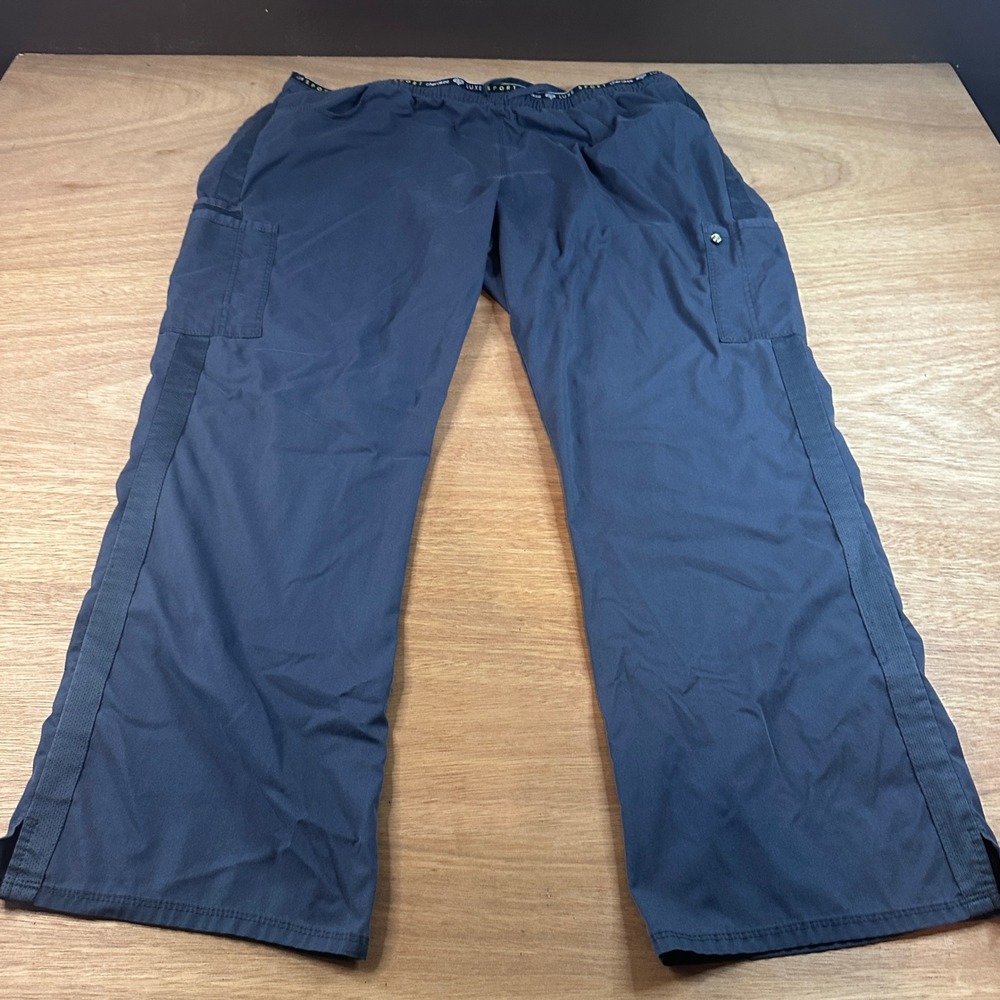 Cherokee Luxe Sport Scrub Pants 2XL Gray Cargo Stretch Medical